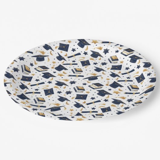 Einfache moderne Graduierungspartei Pappteller (Schrägansicht)