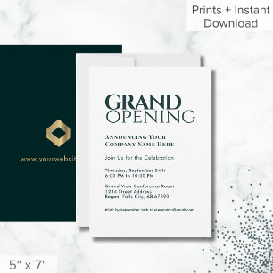 Einfache moderne Grand Opening Einladung Dunkelgrü