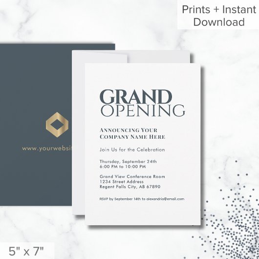 Einfache moderne Grand Opening Einladung Grau