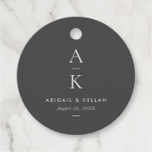 Einfache moderne graue Mongram-Mix-Hochzeit Geschenkanhänger (Vorderseite)