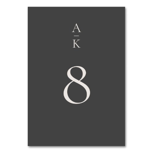 Einfache moderne graue Mongram-Mix-Hochzeit Tischnummer (Rückseite)