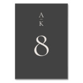 Einfache moderne graue Mongram-Mix-Hochzeit Tischnummer (Vorderseite)