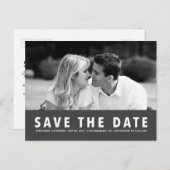 Einfache moderne graue Save the Date Foto Postkart Ankündigungspostkarte (Vorne/Hinten)