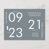 Einfache moderne graue Typografie Save the Date An Ankündigungspostkarte (Vorderseite)