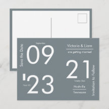 Einfache moderne graue Typografie Save the Date An