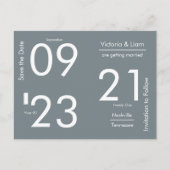 Einfache moderne graue Typografie Save the Date An Ankündigungspostkarte (Vorderseite)