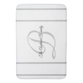 Einfache, moderne, graue, weiße Monogramm-Familie Badematte (Vorderseite Vertikal)