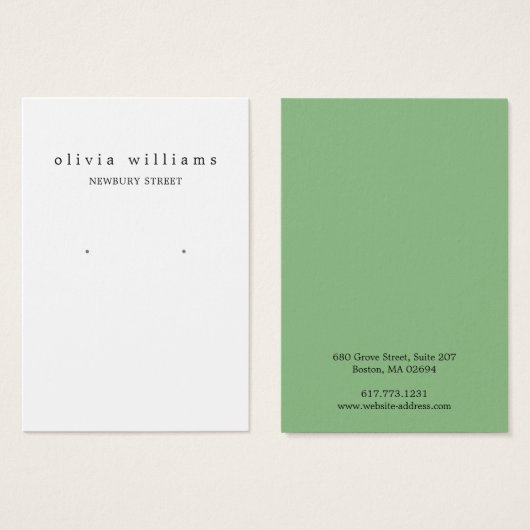 Einfache, moderne Green Earring Display Card (Vorne & Hinten)
