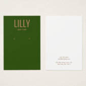 Einfache, moderne Green Earring Display Card (Vorne & Hinten)