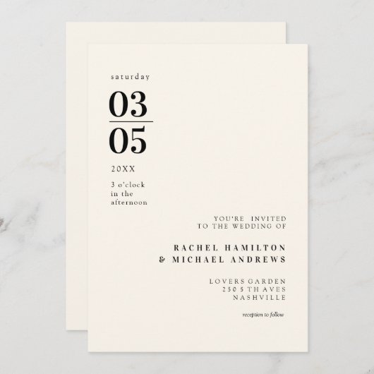 Einfache, moderne, grosse Typografie Einladung (Vorne/Hinten)