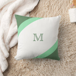 Einfache, moderne, grün und weiß gestreifte Monogr Kissen