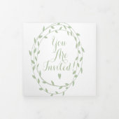 Einfache moderne grüne Asche Hochzeit Tri-Fold Inv Dreifach Gefaltete Einladung (Cover)