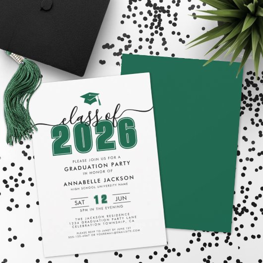 Einfache moderne grüne Graduierungspartei Einladung