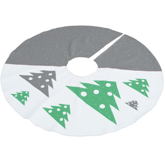 Einfache moderne grüne Graue Weihnachtsbaume Polyester Weihnachtsbaumdecke (Schrägansicht)