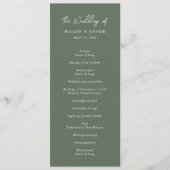 Einfache moderne grüne Hochzeit in Olivenfarbe Programm (Vorderseite)