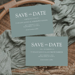 Einfache, moderne, grüne Hochzeit Sichern Sie das Save The Date