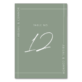 Einfache, moderne, grüne Kalligrafie Tischnummer