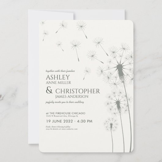 Einfache moderne, grüne Leuchte Hochzeit Einladung (Vorderseite)