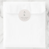 Einfache moderne grüne Mongram-Mix-Hochzeit Runder Aufkleber (Tasche)
