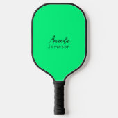 Einfache, moderne grüne Monogramm-Bezeichnung Pickleball Schläger (Vorderseite)