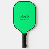 Einfache, moderne grüne Monogramm-Bezeichnung Pickleball Schläger (Rückseite)