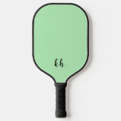 Einfache, moderne grüne Monogramm-Initialen Pickleball Schläger (Vorderseite)