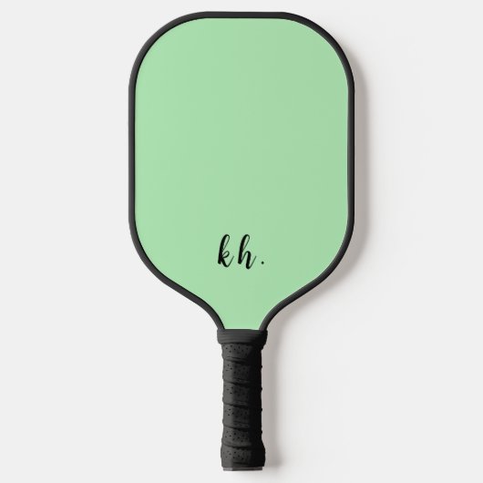 Einfache, moderne grüne Monogramm-Initialen Pickleball Schläger (Vorderseite)
