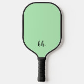 Einfache, moderne grüne Monogramm-Initialen Pickleball Schläger (Rückseite)