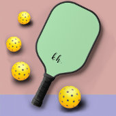 Einfache, moderne grüne Monogramm-Initialen Pickleball Schläger