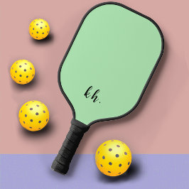 Einfache, moderne grüne Monogramm-Initialen Pickleball Schläger