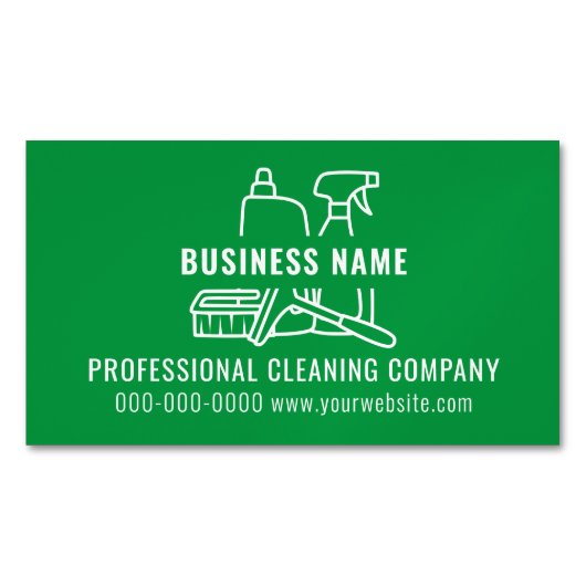 Einfache moderne grüne Reinigungsfirma Magnetische Visitenkarte (Vorderseite)