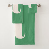 Einfache, moderne grüne Retro-Monogramm Badhandtuch Set (Insitu)