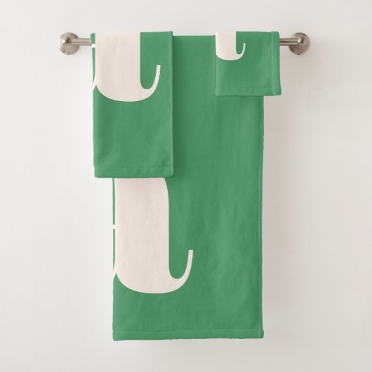 Einfache, moderne grüne Retro-Monogramm Badhandtuch Set (Insitu)