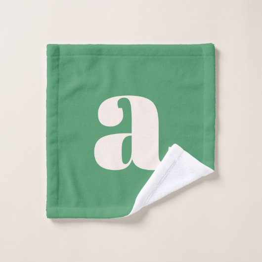 Einfache, moderne grüne Retro-Monogramm Badhandtuch Set (Waschlappen)