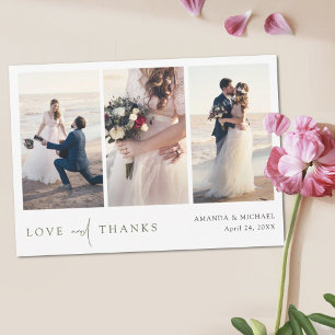 Einfache moderne grüne Script-Fotocollage Dankeskarte