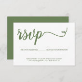 Einfache, moderne, grüne Script-UAWG ohne Mailing RSVP Karte (Vorne/Hinten)