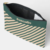 Einfache, moderne, grüne Streifen Zubehörtasche (Offen)