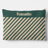 Einfache, moderne, grüne Streifen Zubehörtasche (Rückseite)