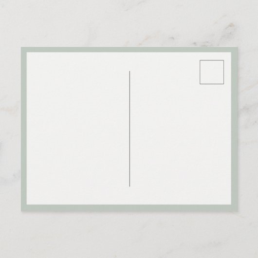 Einfache, moderne, grüne Typografie Save the Date Ankündigungspostkarte (Rückseite)