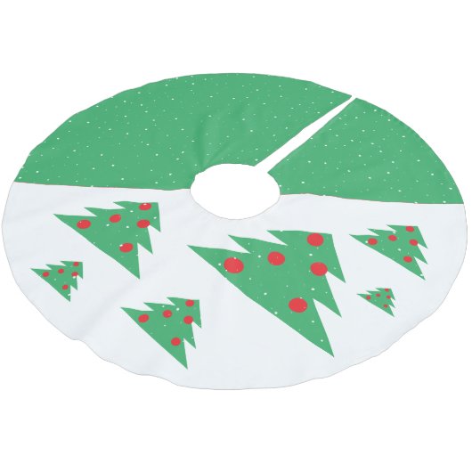 Einfache, moderne grüne Weihnachtsbaum Rote Balls Polyester Weihnachtsbaumdecke (Schrägansicht)