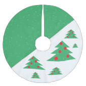 Einfache, moderne grüne Weihnachtsbaum Rote Balls Polyester Weihnachtsbaumdecke (Vorderseite)