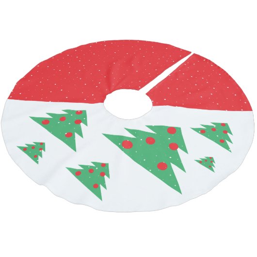 Einfache, moderne, grüne Weihnachtsbäume Polyester Weihnachtsbaumdecke (Schrägansicht)