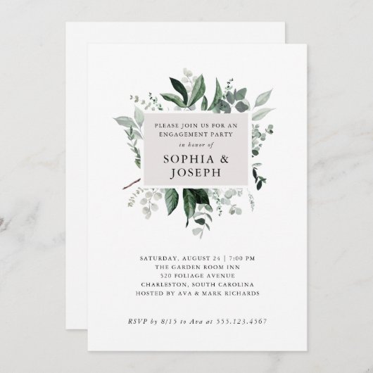 Einfache moderne Grünfläche| Beteiligte Einladung (Vorne/Hinten)