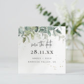 Einfache moderne Grünfläche & Goldene Grünfläche Save The Date (Stehend Vorderseite)