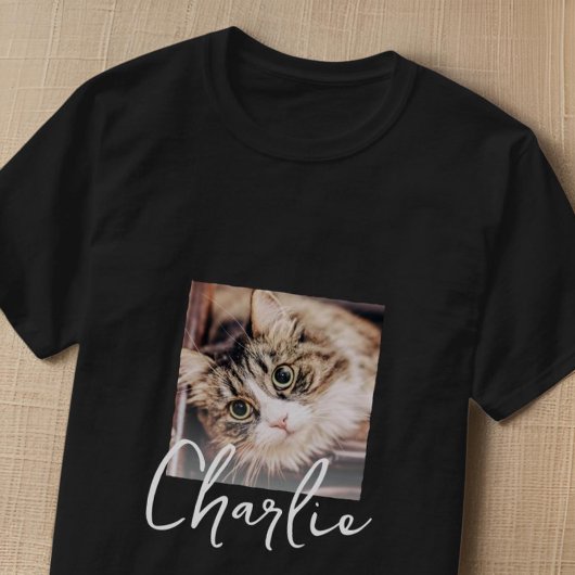 Einfache moderne Grunge Custom Abzeichen Pet Foto T-Shirt