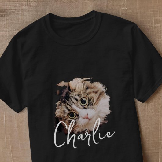 Einfache moderne Grunge Custom Abzeichen Pet Foto  T-Shirt