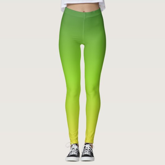 Einfache moderne, grüngelbe Farbe Leggings (Vorderseite)