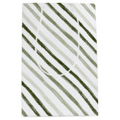 Einfache moderne Grünstreifen Wasserfarben Weihnac Mittlere Geschenktüte (Vorderseite)