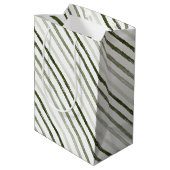 Einfache moderne Grünstreifen Wasserfarben Weihnac Mittlere Geschenktüte (Rückseite Schrägansicht)