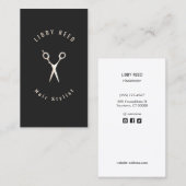 Einfache moderne Haar Stylist Schere Schwarz Visitenkarte (Vorne/Hinten)